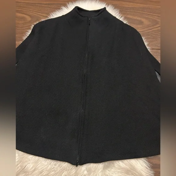 REISS Wool Viscose Blend Textured Full-Zip Cape Jacket